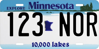 MN license plate 123NOR