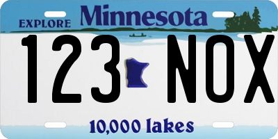 MN license plate 123NOX