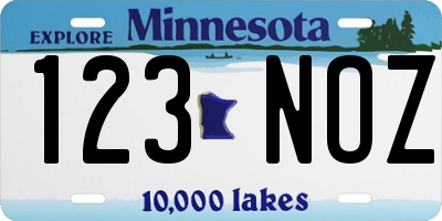 MN license plate 123NOZ