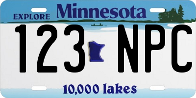 MN license plate 123NPC