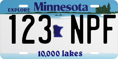 MN license plate 123NPF