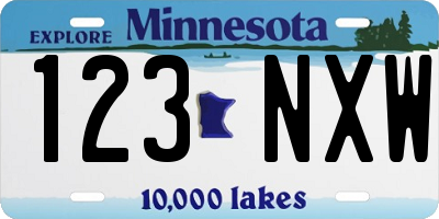 MN license plate 123NXW