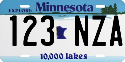 MN license plate 123NZA