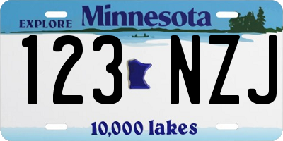 MN license plate 123NZJ