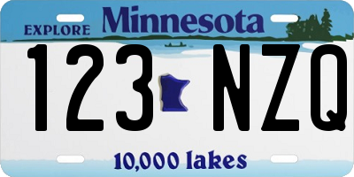 MN license plate 123NZQ