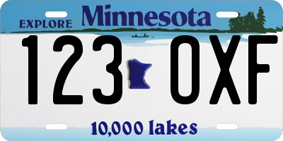 MN license plate 123OXF