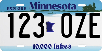 MN license plate 123OZE