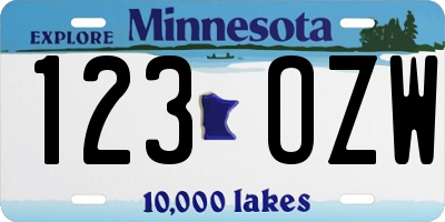 MN license plate 123OZW