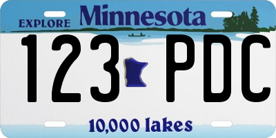 MN license plate 123PDC