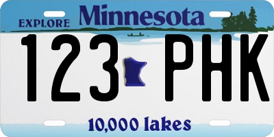 MN license plate 123PHK