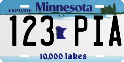 MN license plate 123PIA