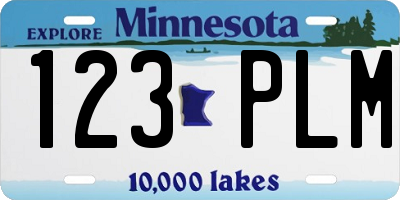 MN license plate 123PLM