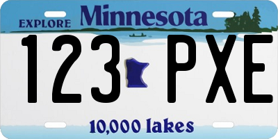 MN license plate 123PXE