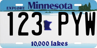 MN license plate 123PYW