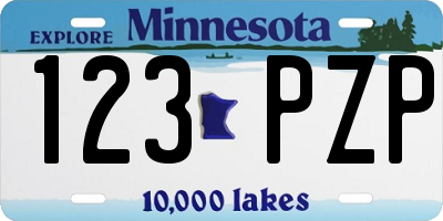 MN license plate 123PZP