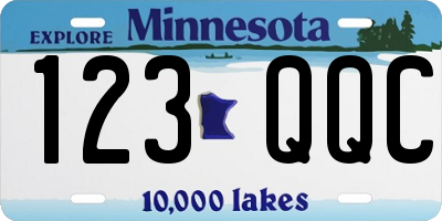 MN license plate 123QQC