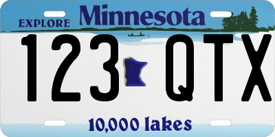 MN license plate 123QTX
