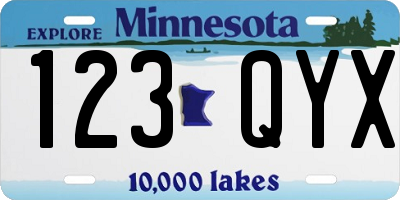 MN license plate 123QYX