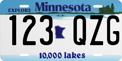 MN license plate 123QZG