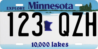 MN license plate 123QZH