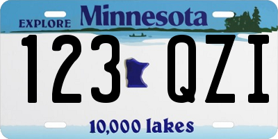 MN license plate 123QZI