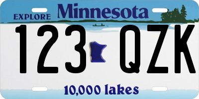MN license plate 123QZK