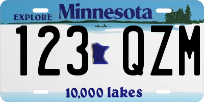 MN license plate 123QZM