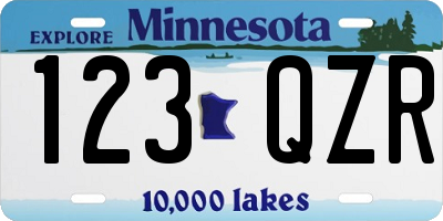 MN license plate 123QZR