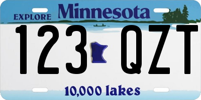 MN license plate 123QZT