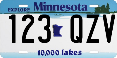 MN license plate 123QZV