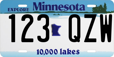 MN license plate 123QZW
