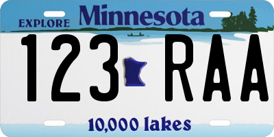MN license plate 123RAA