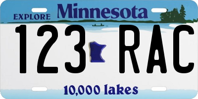 MN license plate 123RAC