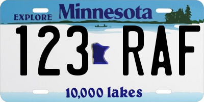 MN license plate 123RAF