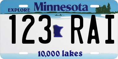 MN license plate 123RAI