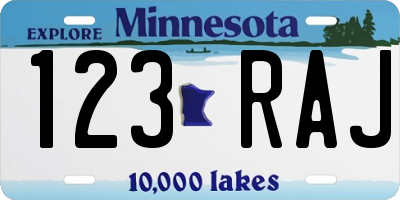 MN license plate 123RAJ