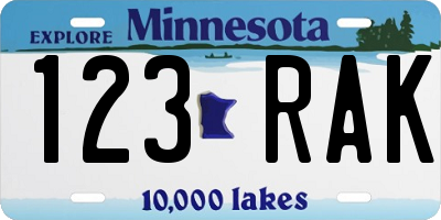 MN license plate 123RAK