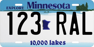 MN license plate 123RAL