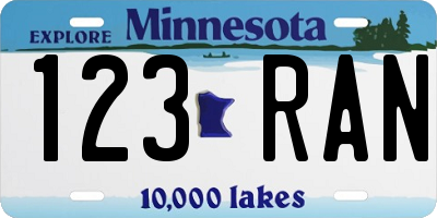 MN license plate 123RAN