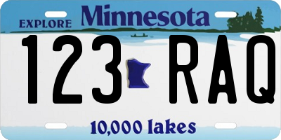 MN license plate 123RAQ