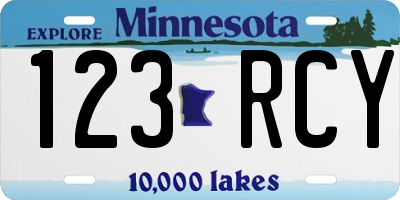 MN license plate 123RCY