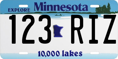 MN license plate 123RIZ