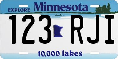 MN license plate 123RJI