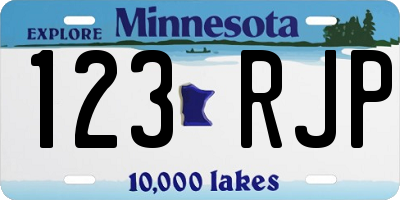 MN license plate 123RJP