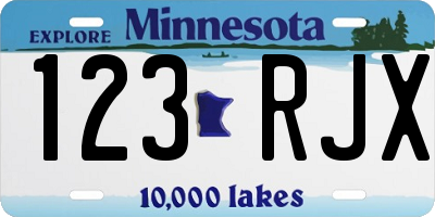 MN license plate 123RJX
