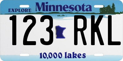 MN license plate 123RKL