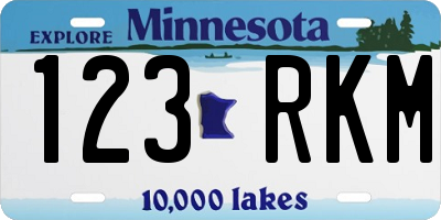 MN license plate 123RKM