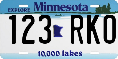 MN license plate 123RKO