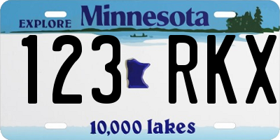 MN license plate 123RKX