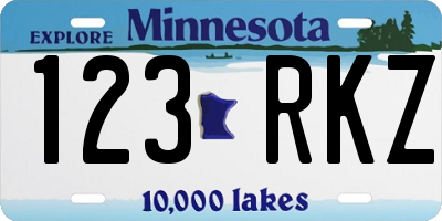 MN license plate 123RKZ